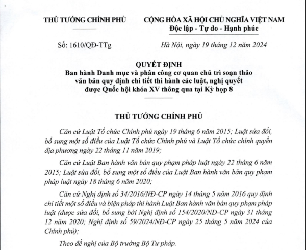 Phân công soạn thảo VB quy định chi tiết thi hành Luật, Nghị quyết được thông qua tại Kỳ họp thứ 8